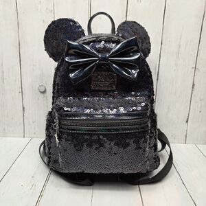 Loungefly X LASR Disney Celestial Dreams Black Sequin Minnie Mini Backpack